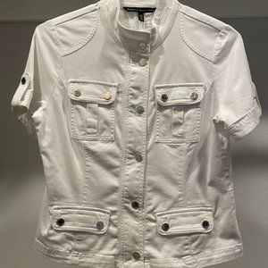 White House Black Market Short Sleeve White Jacket
